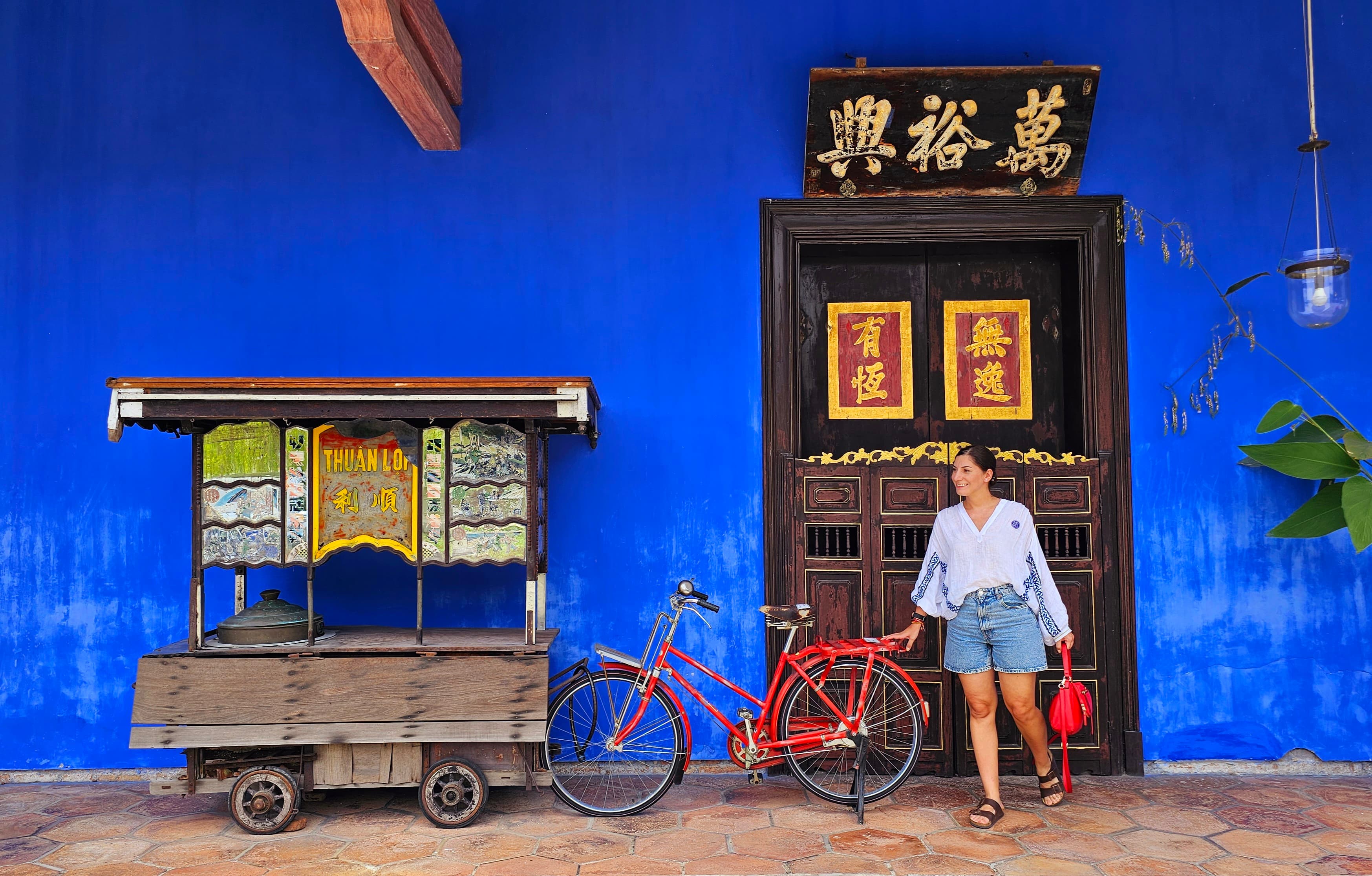The indigo-blue facade of the Cheong Fatt Tze Mansion in George Town, Penang